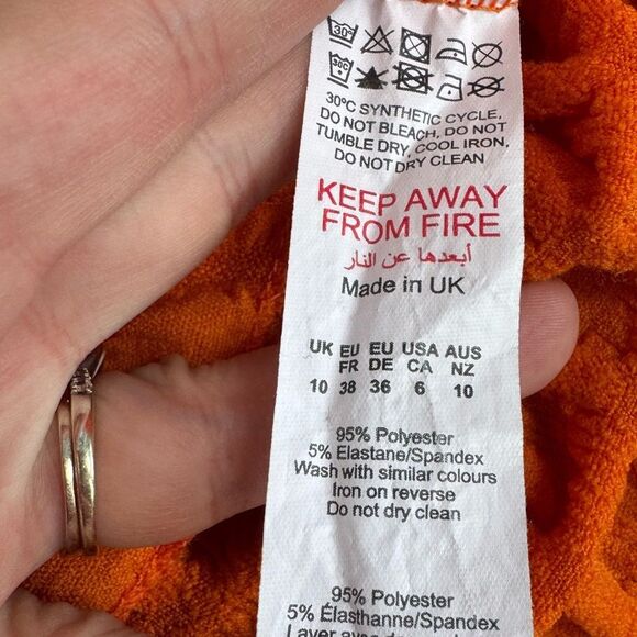 PLT Women's Orange Popcorn Hook & Eye Blouse Size 6 - Picture 8 of 9